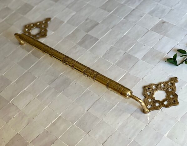 Handmade Unlacquered Brass Towel Bar – Wall-Mounted Moroccan Bathroom Towel Holder - Image 5
