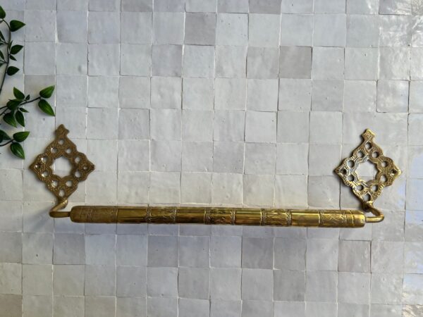 Handmade Unlacquered Brass Towel Bar – Wall-Mounted Moroccan Bathroom Towel Holder - Image 4