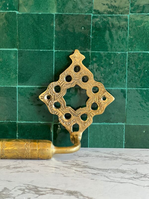 Handmade Unlacquered Brass Towel Bar – Wall-Mounted Moroccan Bathroom Towel Holder - Image 6