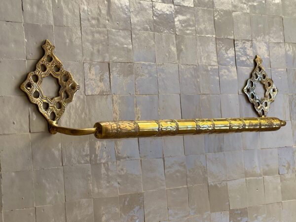 Handmade Unlacquered Brass Towel Bar – Wall-Mounted Moroccan Bathroom Towel Holder - Image 7