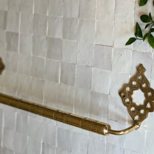 Handmade Unlacquered Brass Towel Bar – Wall-Mounted Moroccan Bathroom Towel Holder